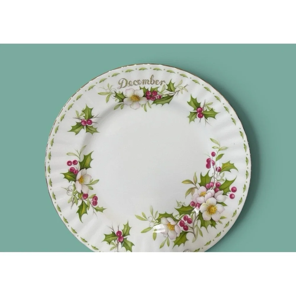 Royal Albert Birthday Breakfast Teacup Saucer Plate December Christmas England